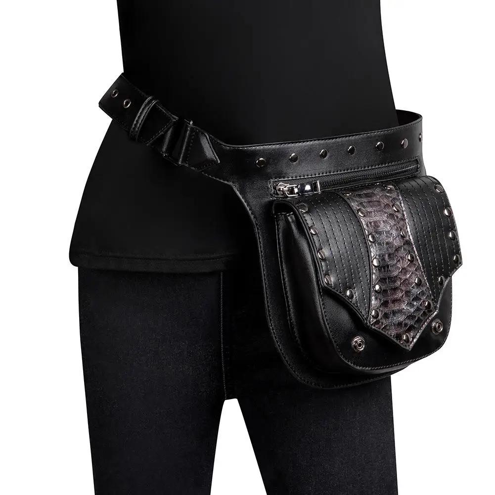 New womens bag steampunk womens shoulder bag mobile phone creative shoulder bag tactical mens waist bag Fanny Pack L